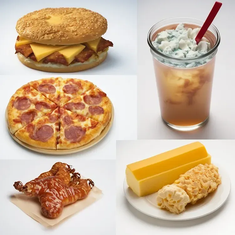A variety of unhealthy fat food